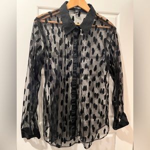 Hot topic Coffin black sheer button down Halloween